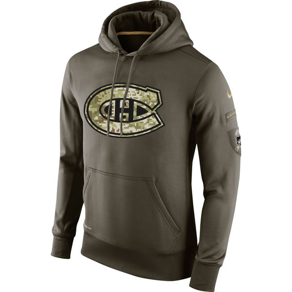 Men NHL Montreal Canadiens Nike Olive Salute To Service KO Performance Hoodie Green->washington nationals->MLB Jersey